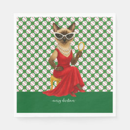 Baseball Weihnachten Thema für Cat Lovers Serviette