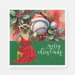 Baseball Weihnachten Thema für Cat Lovers Serviette