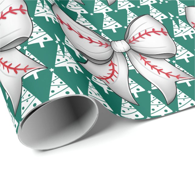 Baseball Weihnachten Thema für Spieler Geschenkpapier (Rolleneckpunkt)