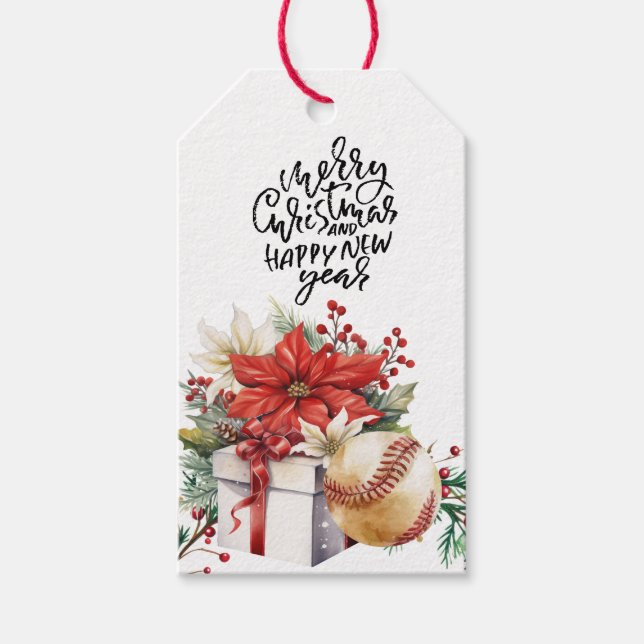 Baseball Weihnachten Thema Geschenkanhänger (Vorderseite)