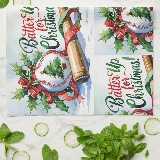 Baseball Weihnachten Thema Geschirrtuch (Gefaltet)