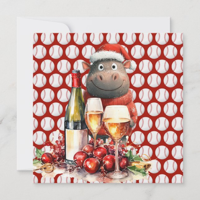 Baseball Weihnachten Thema mit Hippo (Vorderseite)
