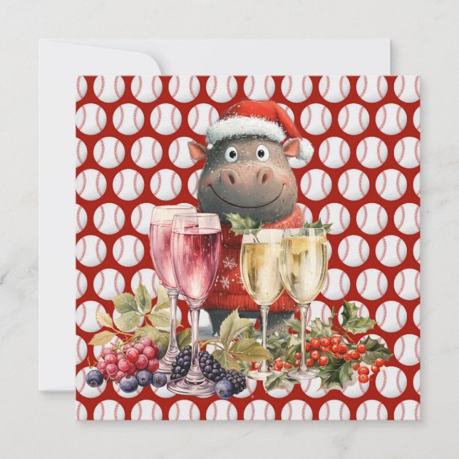 Baseball Weihnachten Thema mit Hippo (Vorderseite)
