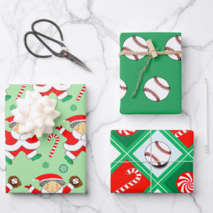 Baseball-Weihnachts-Geschenkverpackungspapier Geschenkpapier Set