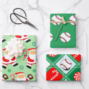 Baseball-Weihnachts-Geschenkverpackungspapier Geschenkpapier Set
