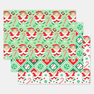 Baseball-Weihnachts-Geschenkverpackungspapier Geschenkpapier Set