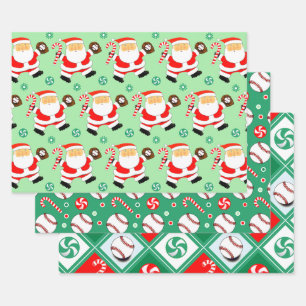 Baseball-Weihnachts-Geschenkverpackungspapier Geschenkpapier Set