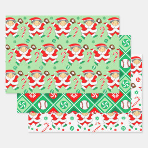Baseball-Weihnachts-Geschenkverpackungspapier Geschenkpapier Set
