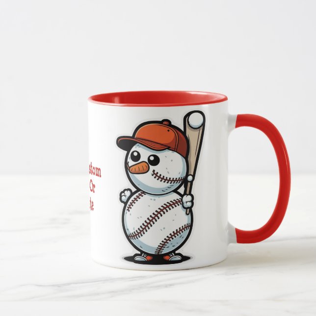 Baseball Weihnachts Snowman Snowball Xmas Weihnach Tasse (Rechts)