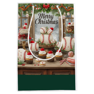 Baseball Weihnachts-Thema in Bäckerei Mittel Gesch Mittlere Geschenktüte