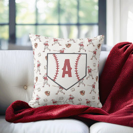 Baseball Weihnachts-Zuhause-Plakat Monogram Kissen