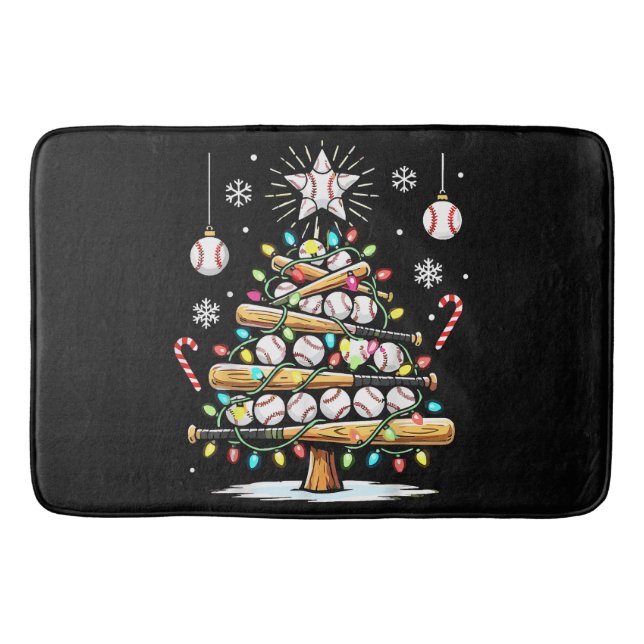 Baseball-Weihnachtsbaum Badematte (Vorderseite)