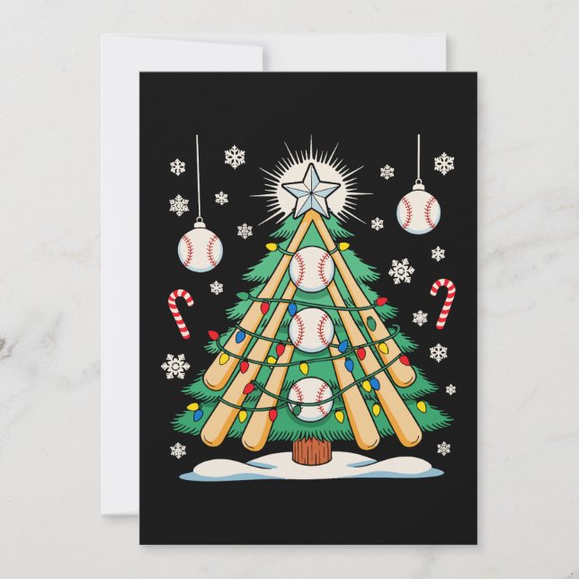 Baseball-Weihnachtsbaum-Lichter Ornamente Xmas Einladung (Vorderseite)