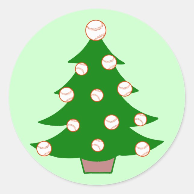 Baseball Weihnachtsbaum Runder Aufkleber (Vorderseite)
