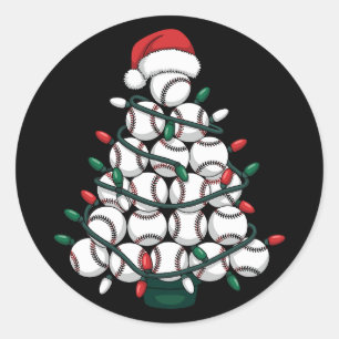 Baseball-Weihnachtsbaum-Santa-Sport Runder Aufkleber