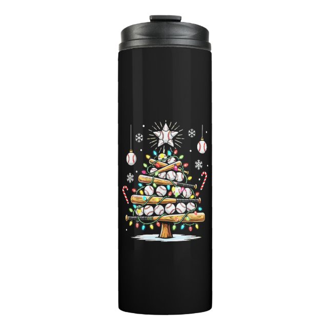 Baseball-Weihnachtsbaum Thermosbecher (Vorderseite)