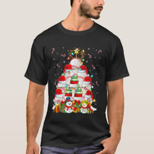 Baseball-Weihnachtsbaumlichter Lustiger Sportspiel T-Shirt
