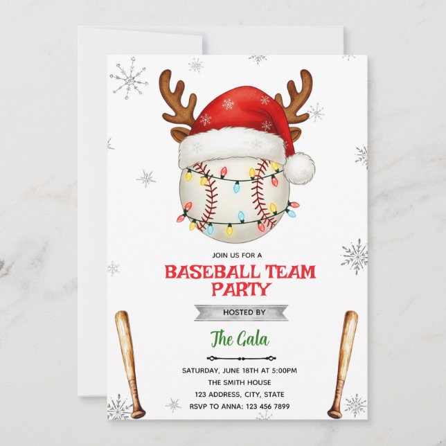 Baseball-Weihnachtsfeier-Einladung Einladung (Vorderseite)