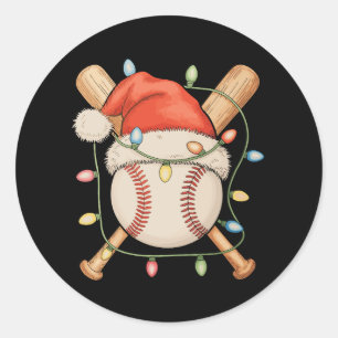 Baseball Weihnachtsfeier Weihnachtsmannmütze Weihn Runder Aufkleber