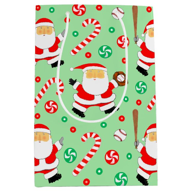 Baseball Weihnachtsfest Mittlere Geschenktasche Mittlere Geschenktüte (Vorderseite)