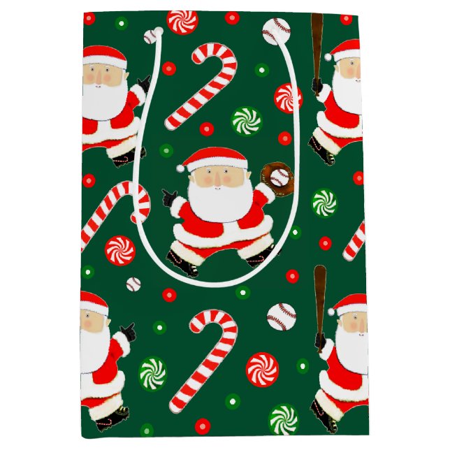 Baseball Weihnachtsfest Mittlere Geschenktasche Mittlere Geschenktüte (Vorderseite)