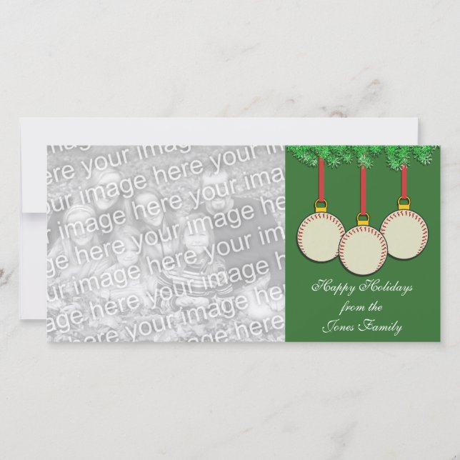 Baseball Weihnachtsfotokarte Feiertagskarte (Vorderseite)