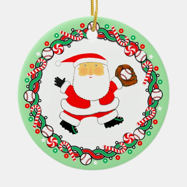 Baseball Weihnachtsgeschenk Keramik Ornament (Vorne)
