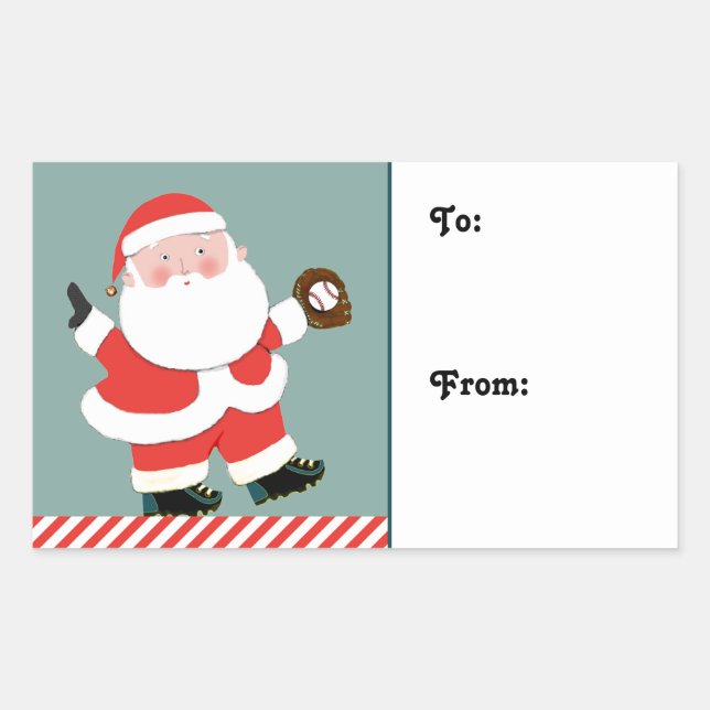 Baseball Weihnachtsgeschenk Tag Rechteckiger Aufkleber (Vorderseite)