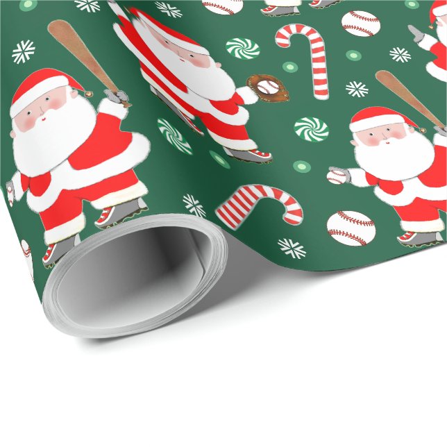 Baseball Weihnachtsgeschenk Wrapping Paper Geschenkpapier (Rolleneckpunkt)