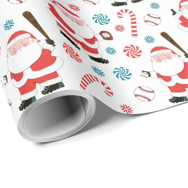 Baseball Weihnachtsgeschenk Wrapping Paper Geschenkpapier (Rolleneckpunkt)