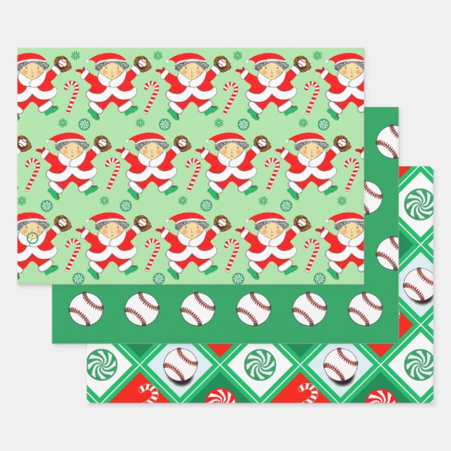Baseball Weihnachtsgeschenk Wrapping Paper Geschenkpapier Set (Set)