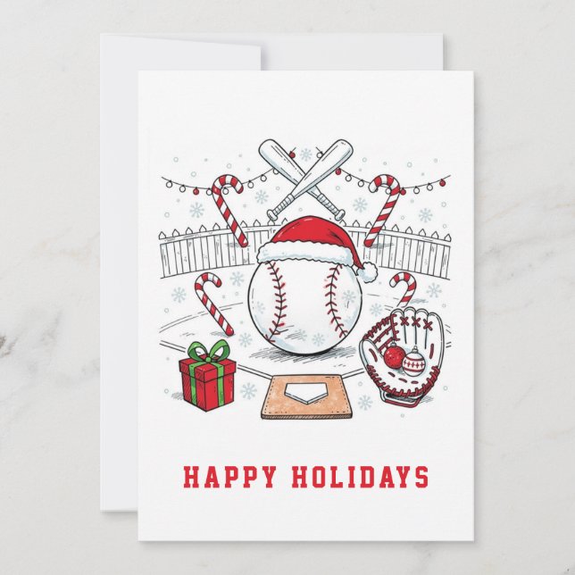 Baseball-Weihnachtsgrußkarte Feiertagskarte (Vorderseite)