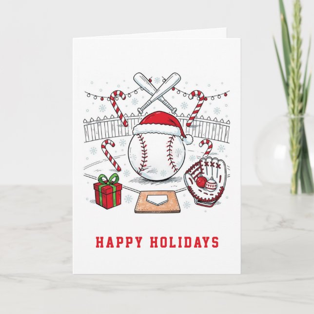 Baseball-Weihnachtsgrußkarte Feiertagskarte (Vorderseite)