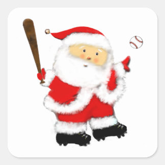 Baseball-Weihnachtsmann Quadratischer Aufkleber