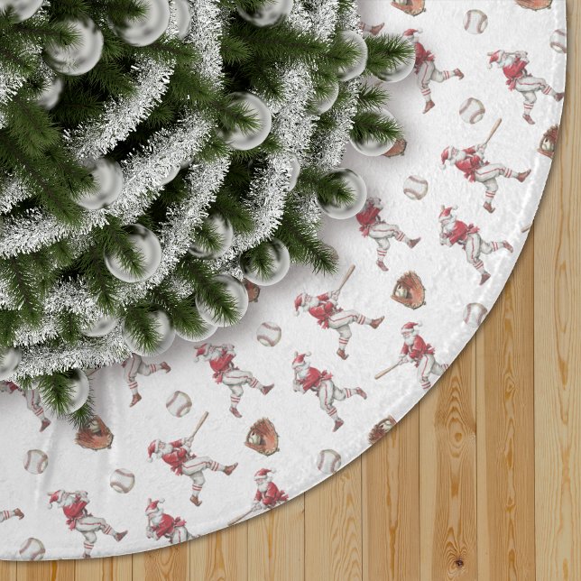 Baseball-Weihnachtsmann-Weihnachtsmuster Polyester Weihnachtsbaumdecke (Von Creator hochgeladen)
