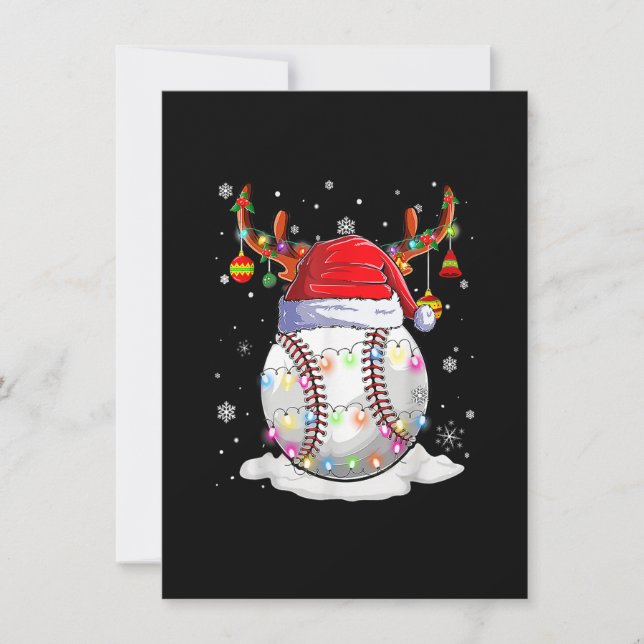 Baseball Weihnachtsmannmütze Rentier Weihnachtslic Einladung (Vorderseite)