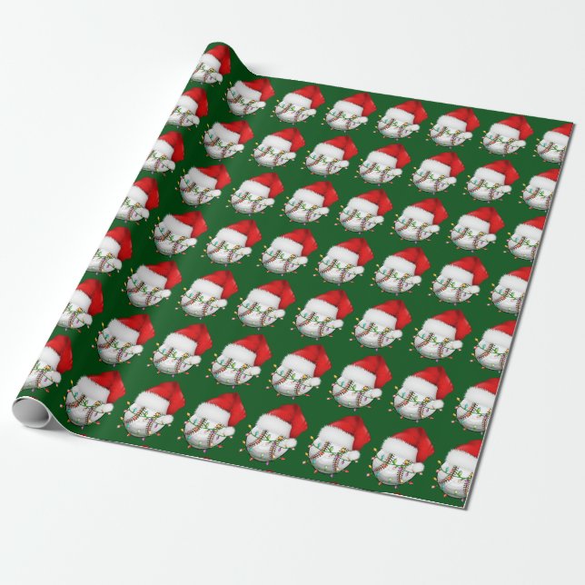 Baseball-Weihnachtsmannmütze-Umschlagpapier Geschenkpapier (Ungerollt)
