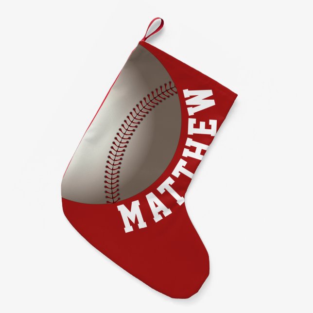 Baseball Weihnachtsname Personalisiert Kleiner Weihnachtsstrumpf (Vorderansicht (hängend))