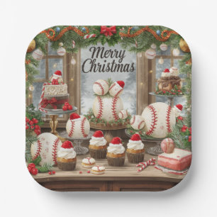 Baseball Weihnachtspapier-Teller Pappteller
