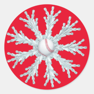 Baseball Weihnachtsschneeflocke Runder Aufkleber