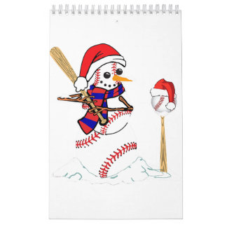 Baseball Weihnachtssnowman spielt Baseball Kalender