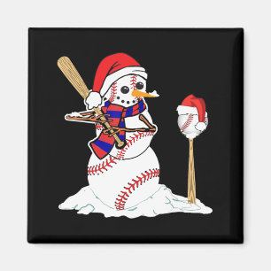 Baseball Weihnachtssnowman spielt Baseball Magnet
