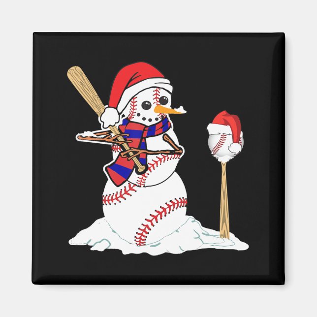 Baseball Weihnachtssnowman spielt Baseball Magnet (Vorne)