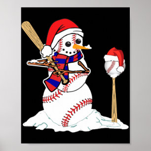 Baseball Weihnachtssnowman spielt Baseball Poster