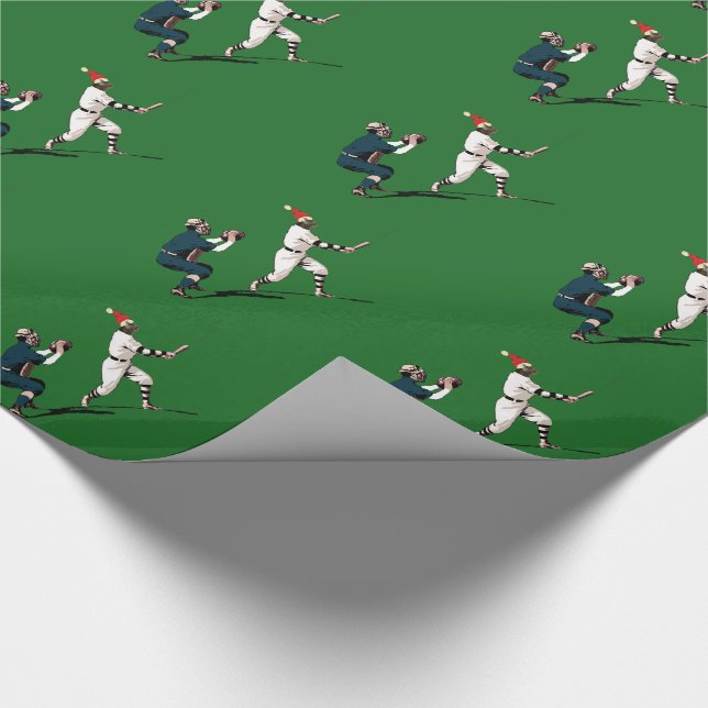 Baseball Weihnachtswrapping Paper Geschenkpapier (Ecke)