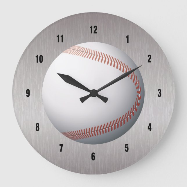 Baseball, weiß und rot große wanduhr (Vorderseite)