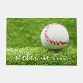 Baseball Welcome Zuhause ist auf grünem Gras Fußmatte