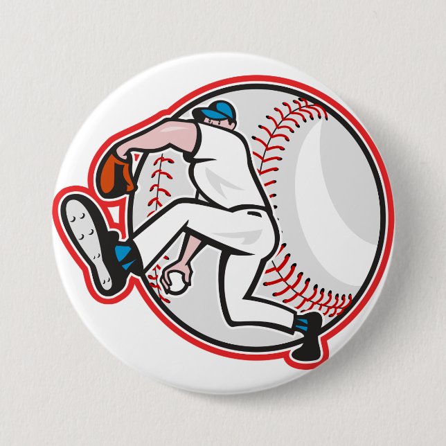 Baseball-Werfer-Knopf Button (Vorderseite)