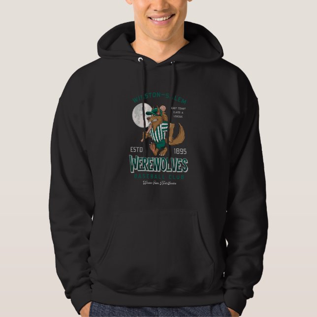 Baseball Werwolf Mond Halloween Hoodie (Vorderseite)