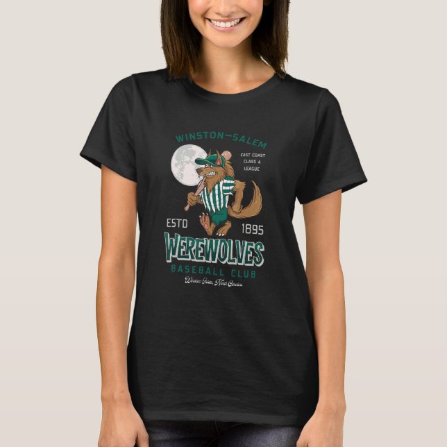 Baseball Werwolf Mond Halloween T-Shirt (Vorderseite)